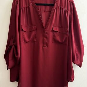 Torrid Burgundy Blouse with Front Pockets